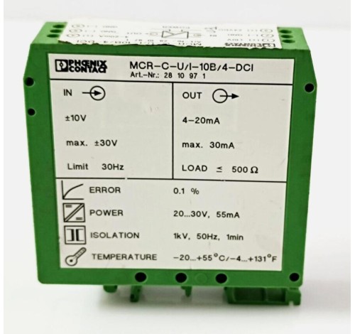PHOENIX CONTACT MCR-C-U/I-10B/4-DCI SIGNAL CONDITIONER 2810971 MCRCUI10B4DCI